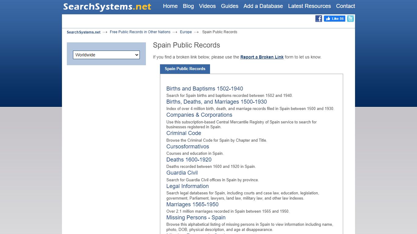 Spain Public Records