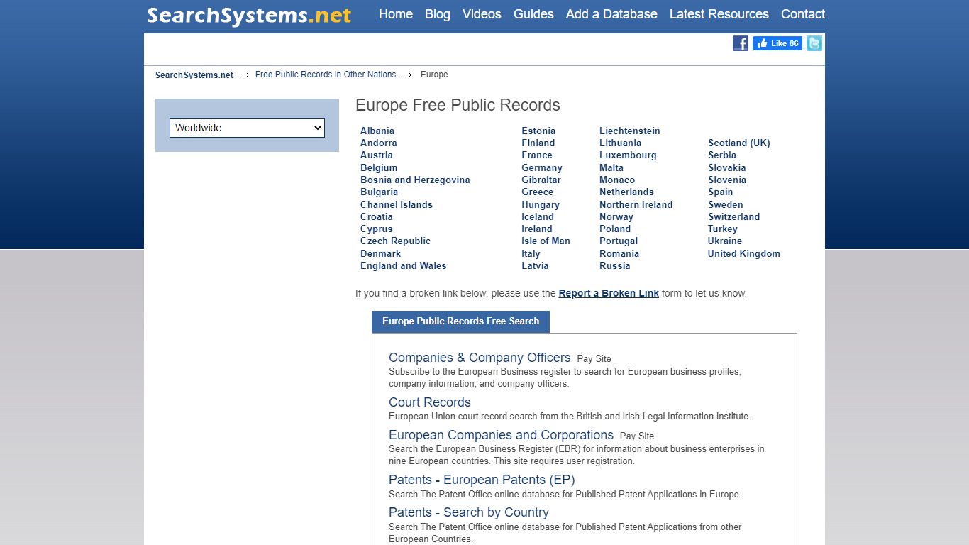 Europe Public Records Search